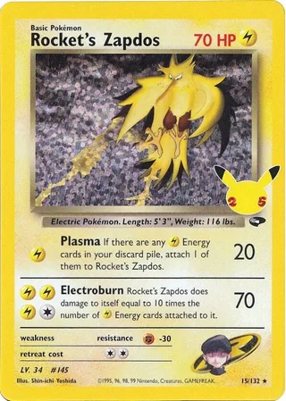Rocket's Zapdos #CC007 · Celebrations Classic Collection Pokémon card