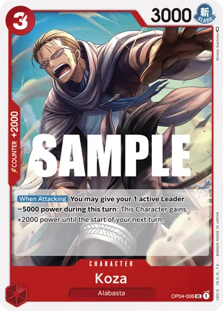 Koza #OP04-006 · Kingdoms of Intrigue Pre-Release Cards One Piece card