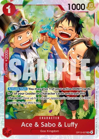 Ace & Sabo & Luffy #OP13-007 · Carrying On His Will One Piece card