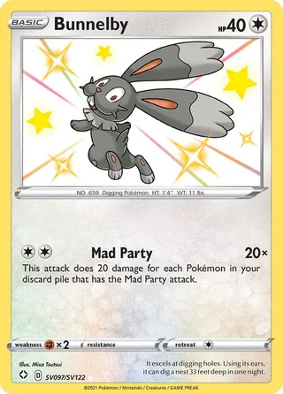 Bunnelby #SV097 · Shining Fates Shiny Vault Pokémon card