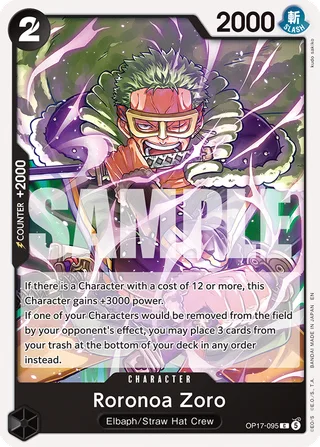 Roronoa Zoro #OP17-095 · The World's Strongest Warriors One Piece card