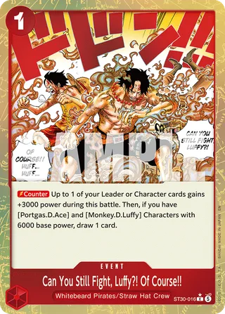 Can You Still Fight, Luffy?! Of Course!! (Parallel) #ST30-016-parallel · ST-30: Starter Deck 30 EX Luffy & Ace One Piece card