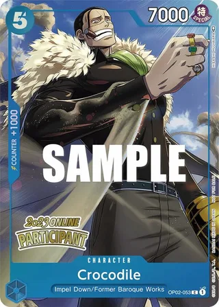 Crocodile (Online Regional 2023) [Participant] #OP02-053-online-regional-2023-participant · One Piece Promotion Cards One Piece card