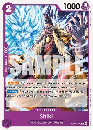 Shiki #OP06-073 · Wings of the Captain Pre-Release Cards One Piece card