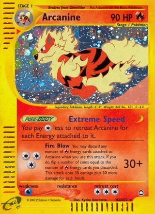Arcanine #H02 · Aquapolis Pokémon card