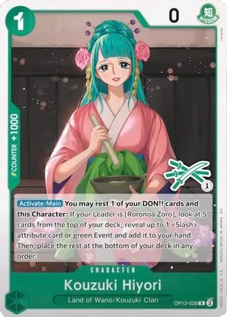 Kouzuki Hiyori (Zoro Deck) #OP12-028-zoro-deck · Learn Together Deck Set One Piece card