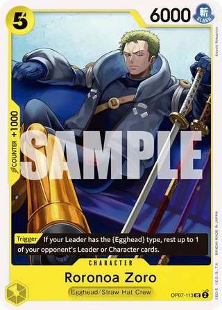 Roronoa Zoro #OP07-113 · 500 Years in the Future Pre-Release Cards One Piece card