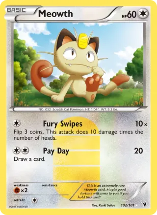 Meowth #102 · Noble Victories Pokémon card
