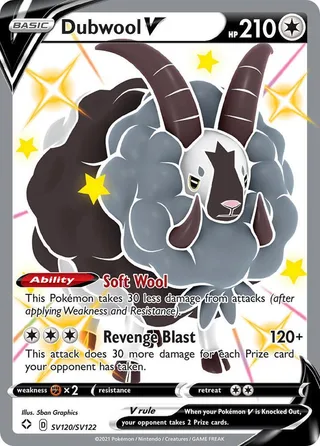 Dubwool V #SV120 · Shining Fates Shiny Vault Pokémon card