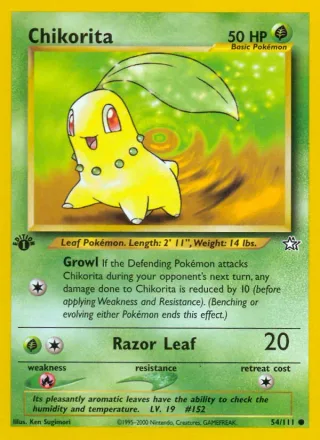 Chikorita #54 · Neo Genesis Pokémon card