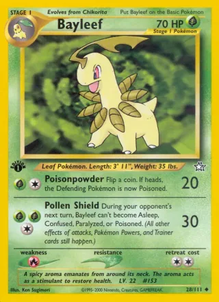 Bayleef #28 · Neo Genesis Pokémon card