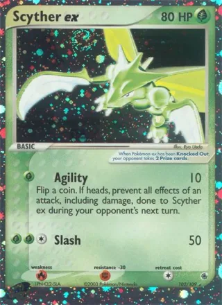 Scyther ex #102 · Ruby & Sapphire Pokémon card