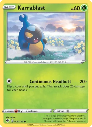 Karrablast #8 · Darkness Ablaze Pokémon card