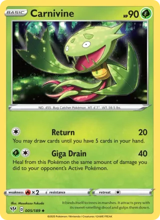 Carnivine #5 · Darkness Ablaze Pokémon card
