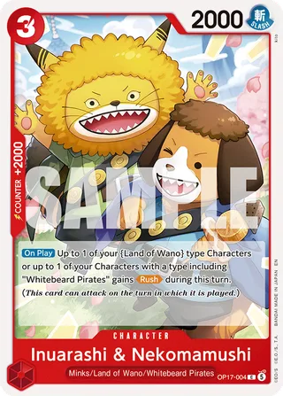 Inuarashi & Nekomamushi #OP17-004 · The World's Strongest Warriors One Piece card