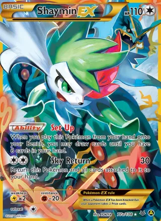 Shaymin EX #77a · Roaring Skies Pokémon card