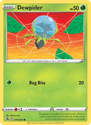 Dewpider #19 · Fusion Strike Pokémon card