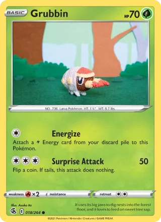 Grubbin #18 · Fusion Strike Pokémon card
