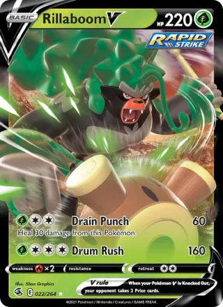 Rillaboom V #22 · Fusion Strike Pokémon card