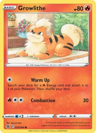 Growlithe #32 · Fusion Strike Pokémon card