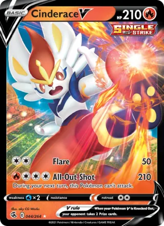 Cinderace V #44 · Fusion Strike Pokémon card