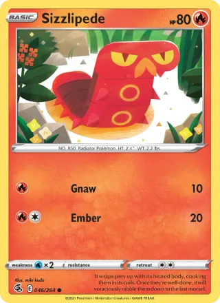 Sizzlipede #46 · Fusion Strike Pokémon card