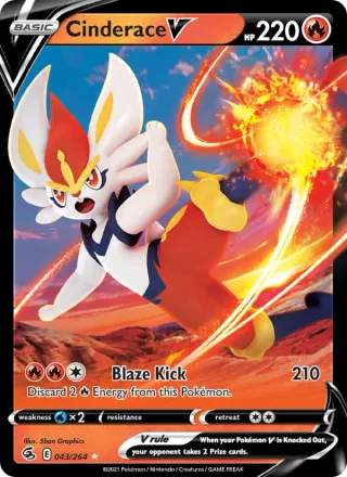 Cinderace V #43 · Fusion Strike Pokémon card