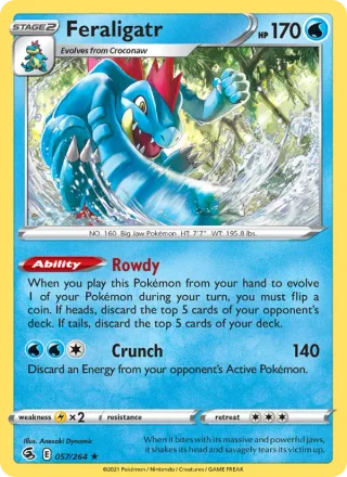 Feraligatr #57 · Fusion Strike Pokémon card