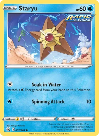 Staryu #52 · Fusion Strike Pokémon card