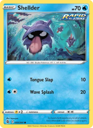 Shellder #50 · Fusion Strike Pokémon card