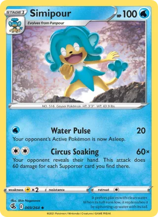 Simipour #69 · Fusion Strike Pokémon card