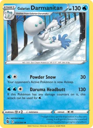Galarian Darmanitan #72 · Fusion Strike Pokémon card