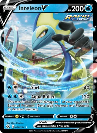 Inteleon V #78 · Fusion Strike Pokémon card