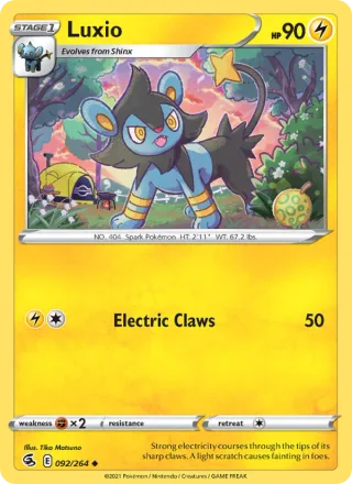 Luxio #92 · Fusion Strike Pokémon card