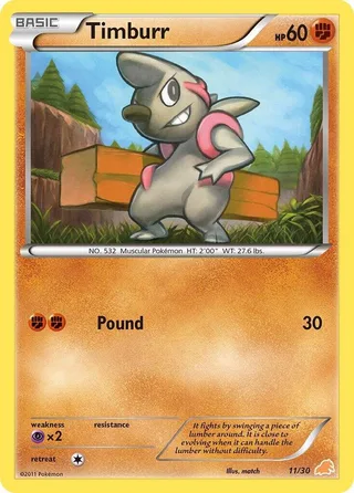 Timburr #11 · BW trainer Kit (Excadrill) Pokémon card