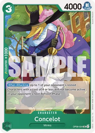 Concelot #OP08-024 · Two Legends Pre-Release Cards One Piece card