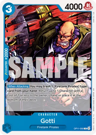 Gotti #OP11-050 · A Fist of Divine Speed Release Event Cards One Piece card