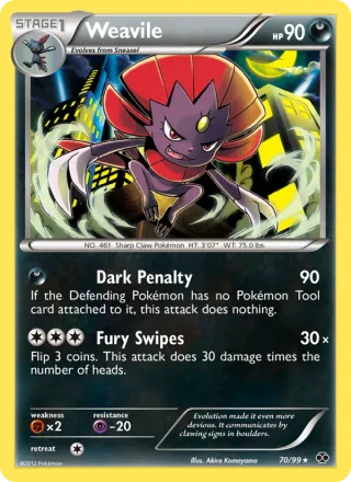 Weavile #70 · Next Destinies Pokémon card