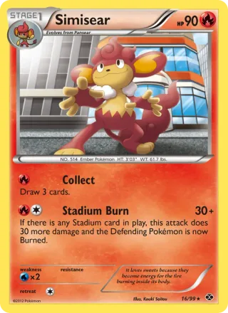 Simisear #16 · Next Destinies Pokémon card