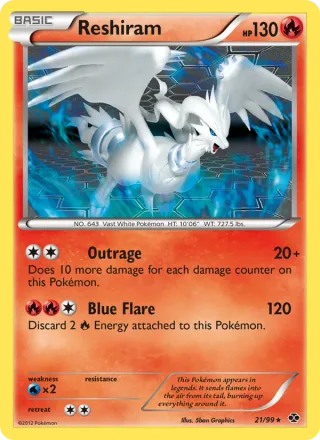 Reshiram #21 · Next Destinies Pokémon card