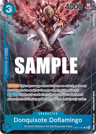 Donquixote Doflamingo (Judge) #OP01-073-judge · One Piece Promotion Cards One Piece card