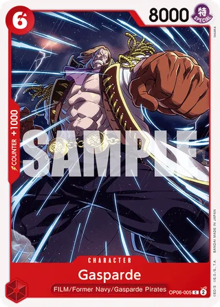 Gasparde #OP06-005 · Wings of the Captain Pre-Release Cards One Piece card