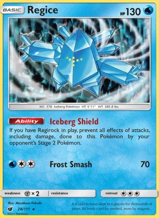 Regice #28 · Crimson Invasion Pokémon card