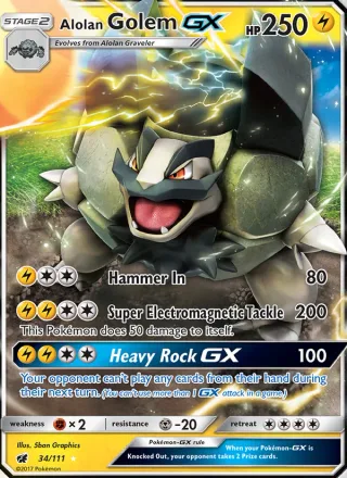 Alolan Golem GX #34 · Crimson Invasion Pokémon card