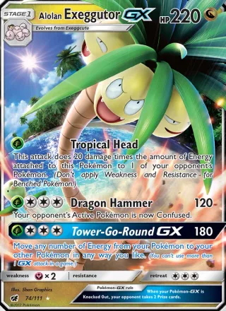 Alolan Exeggutor GX #74 · Crimson Invasion Pokémon card