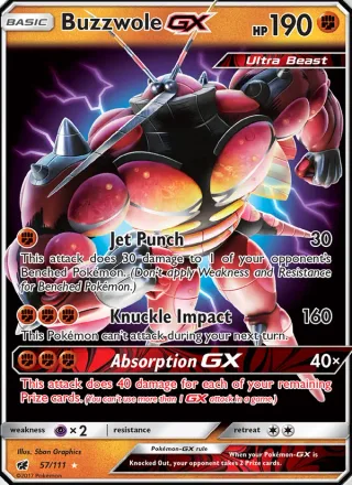 Buzzwole GX #57 · Crimson Invasion Pokémon card