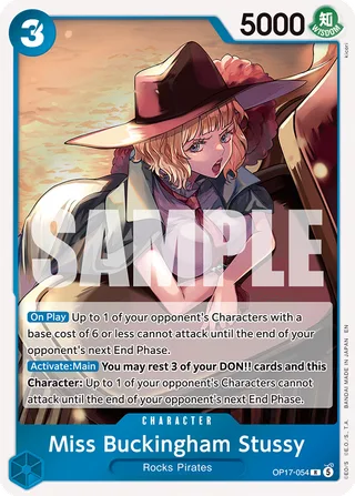 Miss Buckingham Stussy #OP17-054 · The World's Strongest Warriors One Piece card