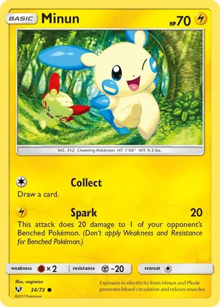 Minun #34 · Shining Legends Pokémon card