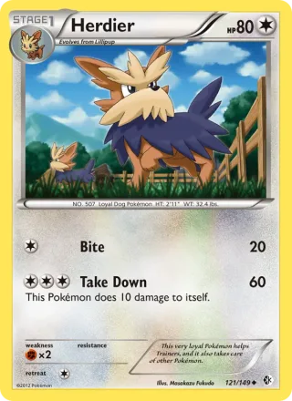 Herdier #121 · Boundaries Crossed Pokémon card