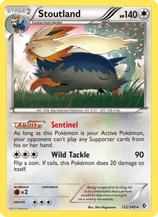 Stoutland #122 · Boundaries Crossed Pokémon card